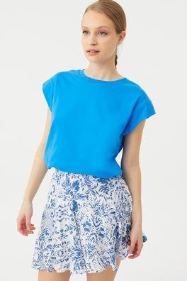 Ecrou Kadın Mavi Kolu Detaylı Regular Fit Basic Tshirt